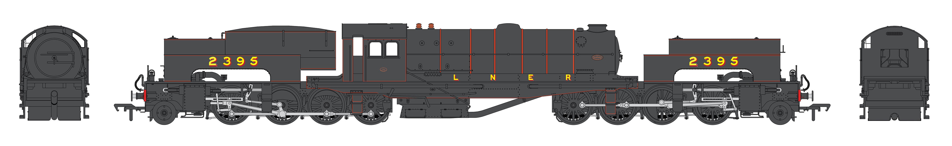 LNER U1 - LNER Stribet Sort - 2395 - OO Skala