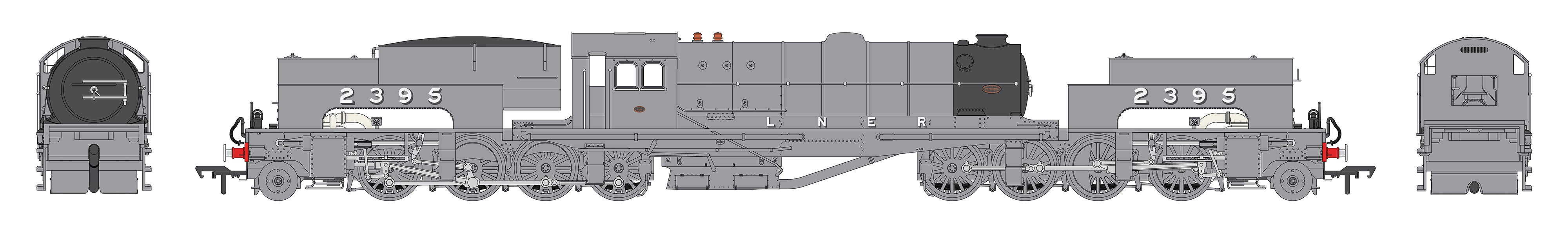LNER U1 - LNER Værksted Grå - 2395 - OO Skala