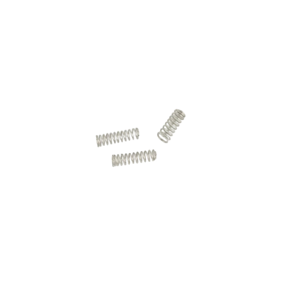 A small packaged hardware item labeled Heltan 19850006, containing four buffer springs in a clear plastic bag with a white backing card.