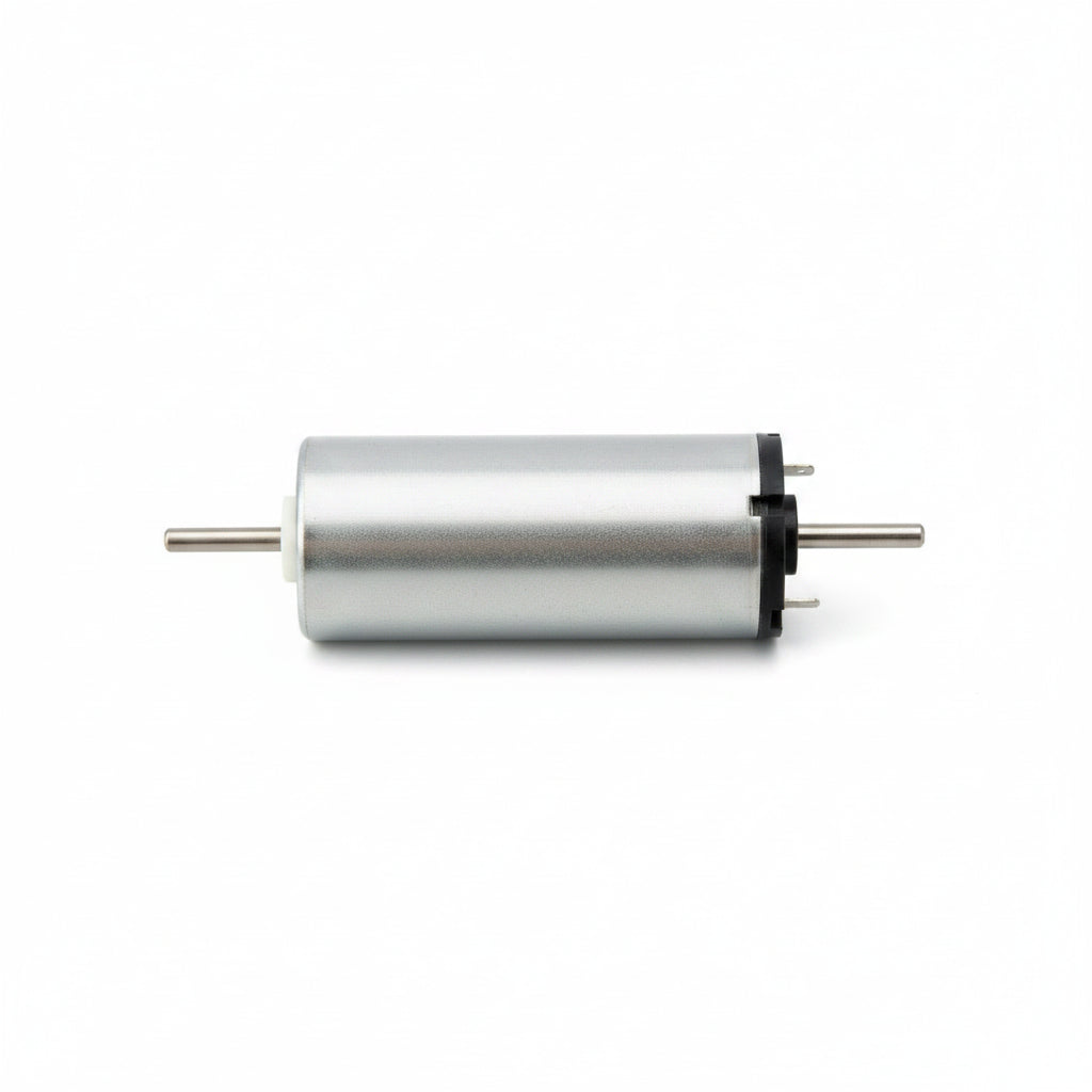 A small cylindrical metal motor part sealed in a clear plastic bag with a white paper label. The label shows the brand HELJAN and part number 19850010.