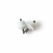 A small packaged mechanical parts set labeled 'Heitan Complete gear assembly for O gauge' in a clear plastic bag with a white paper header card, photographed against a plain light background.