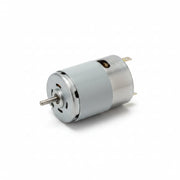 A small gray electric motor in a clear plastic bag with a white Heltjan brand header card, photographed on a plain white background.