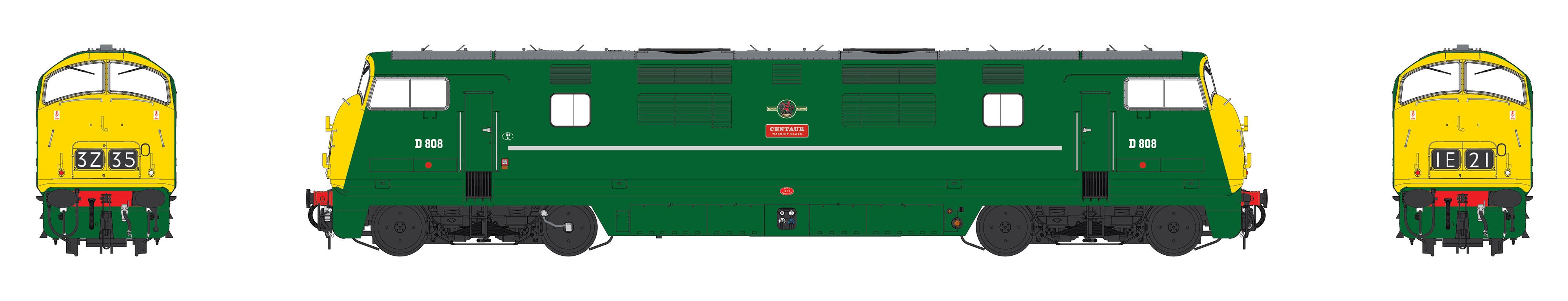 Class 42 - BR Green (Full Yellow Ends) - D808 - OO Scale - DCC Sound Fitted